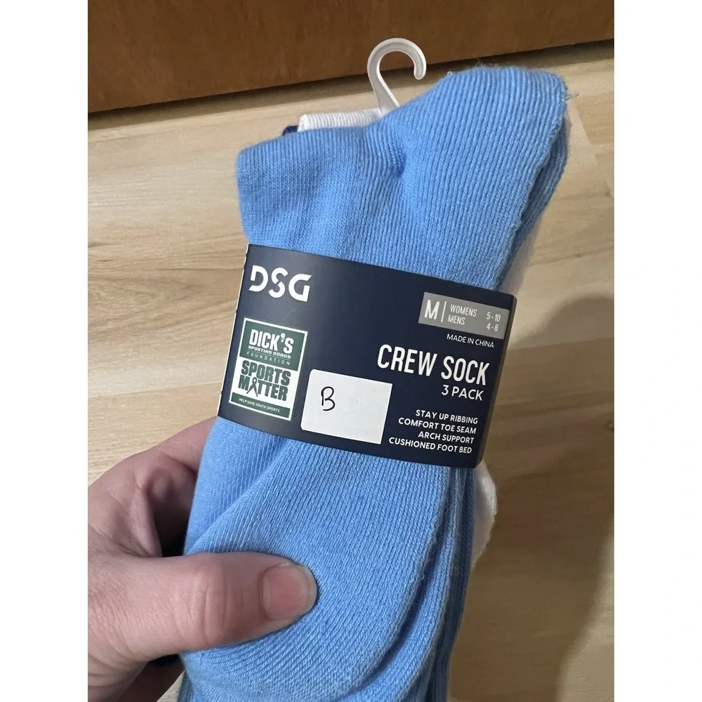 DSG Crew Socks 3 Pack‎ Unisex Medium Blue Womens 5-10, Men's 4-8